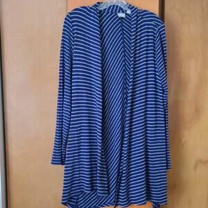 Womens Chicos Zenergy Open Cardigan Size 1 Blue/ Gray Stripes Casual